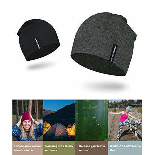 EMPIRELION 9" Multifunctional Lightweight Beanies Hats, Sun Protection Running Skull Cap Helmet Liner Sleep Caps for Men Women (Dark Grey Melange) 3