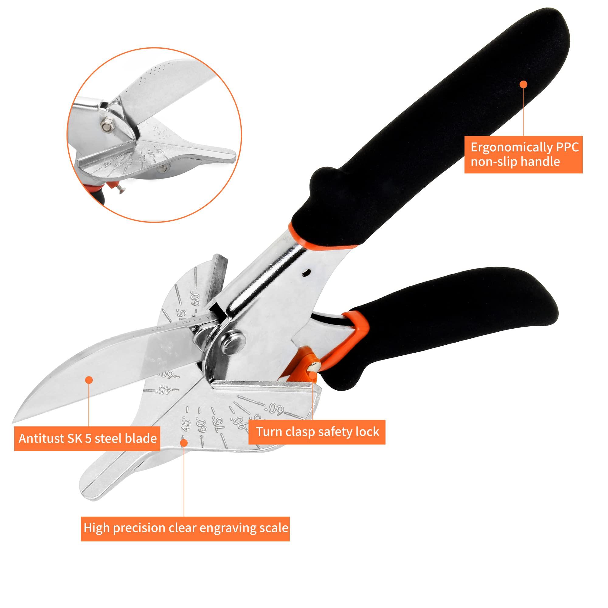 FLORA GUARD Miter Shears, Multi Angle Trim Cutter, Gasket Shear for Cutting Soft Wood, Plastic, PVC and More, Including 2 Spare Blades (JDJ-001) 3