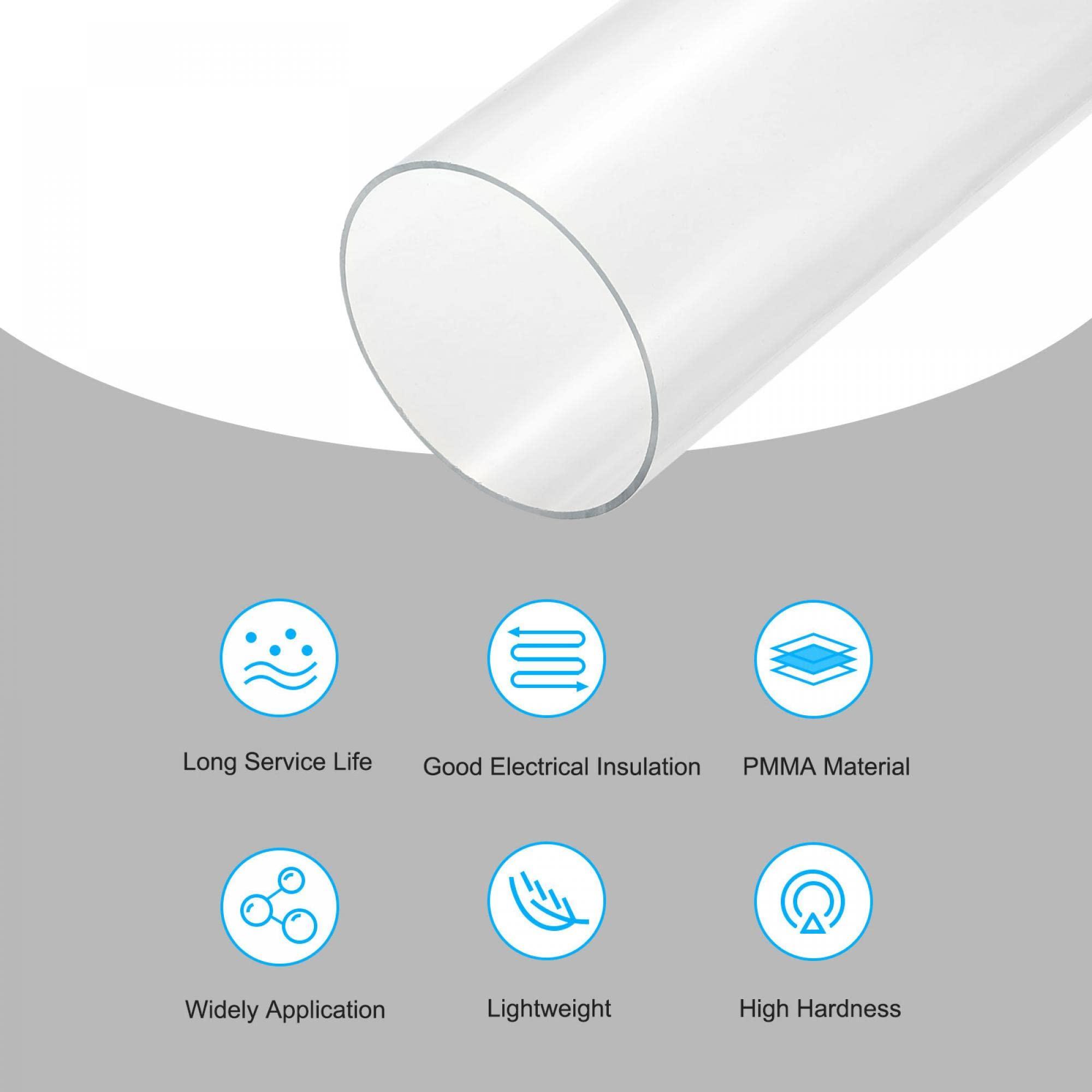 sourcing map Acrylic Pipe Clear Rigid Round Tube 125mm ID 130mm OD 14" for Lamps and Lanterns, Water Cooling System 2