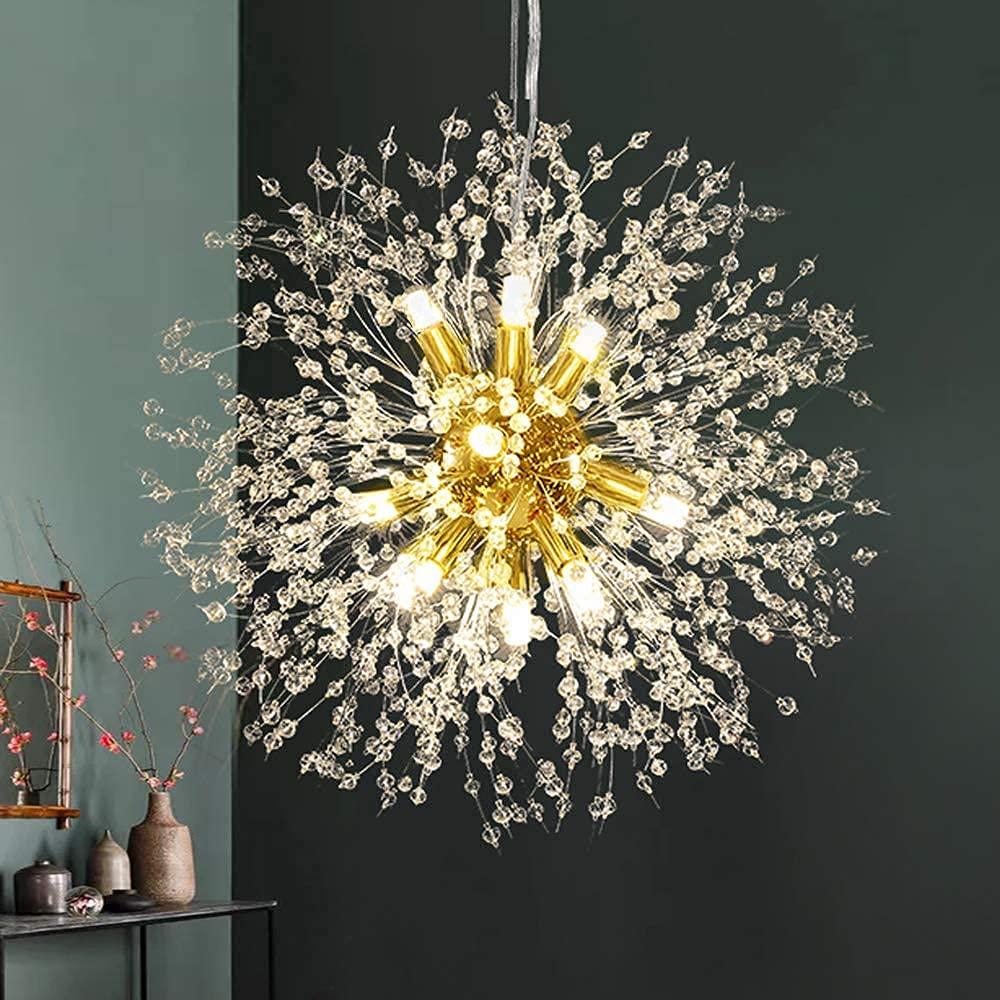 Vikaey Chandeliers 12 Lights, Gold Chandeliers Light, Crystal Chandeliers, Dandelion Light for Living Room Dining Room Bedroom Hallway 1