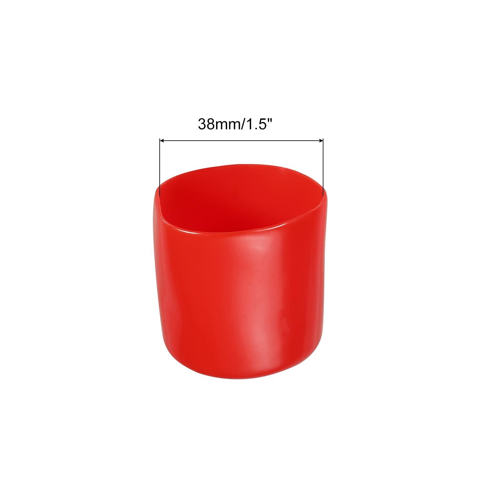 sourcing map 30pcs Rubber End Caps Cover Assortment 38mm(1 1/2 inch) PVC Vinyl Screw Thread Protector for Screw Bolt Black Red 1