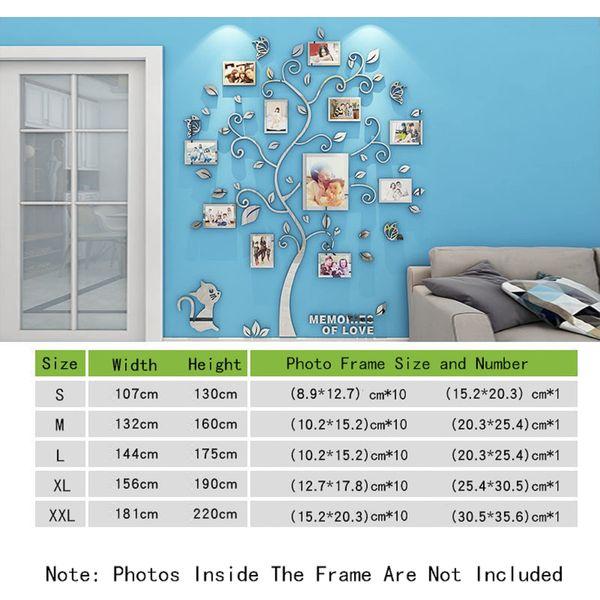 AIVORIUY 3D Tree Wall Decals Acrylic Mirror Wall Stickers DIY Photo Frame Murals Butterflies Wall Art Decor for Bedroom Office Living Room Kids Nursery Home Decoration Gift (M: 132 * 160cm, Orange) 1