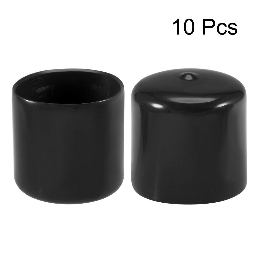 sourcing map 10pcs Rubber End Caps 45mm ID Vinyl Vinyl Round End Cap Cover Screw Thread Protectors Black 1