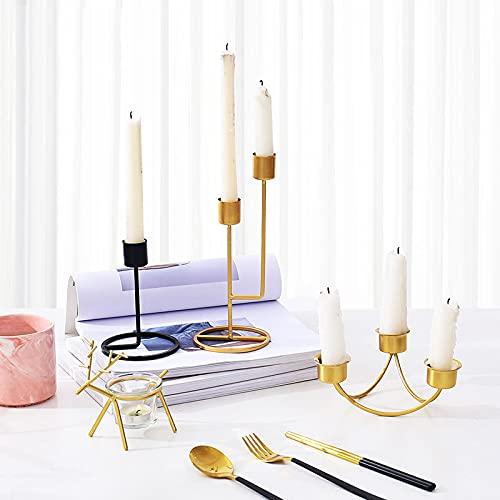 Hosoncovy 3 Arms U Shape Metal Candlestick Holder Candle Stand Decorative Candle Holder Taper Candle Holder for Table Wedding Party Home Decoration (Gold) 4