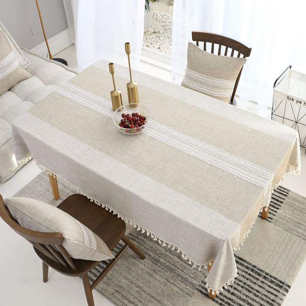VIVILINEN Rectangular Tablecloth Fabric Cotton Linen Wrinkle Free Washable Reusable Table Cloths for Kitchen Dinning Tabletop Decoration Grey 0
