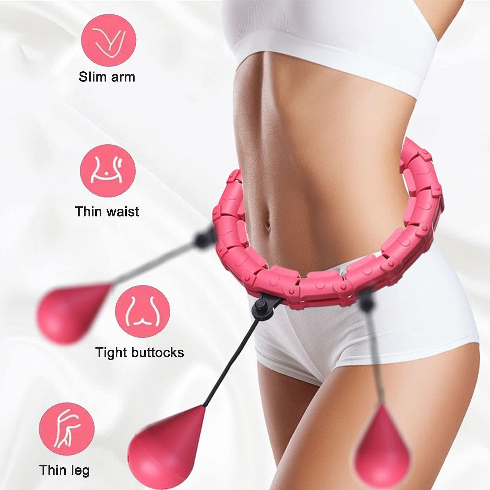 Pterygoid Smart Hula Hoop,Weighted Hula Hoop for Adult, 24 Detachable Hula Circle Fitness Ring with 360 Degree Auto-Spinning Ball Gymnastics, Massage, Adult Fitness for Weight Loss,Pink 3