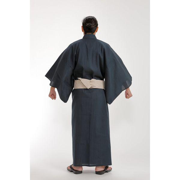 Edoten Men's Kimono Japan Shijira Weaving Yukata - black - Large 1