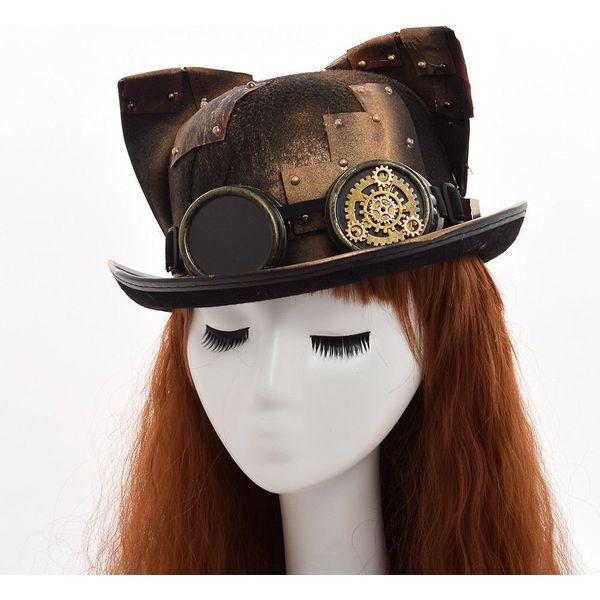 GRACEART Cat Ears Steampunk Hat with Goggles Bronze (cat Ear) 1