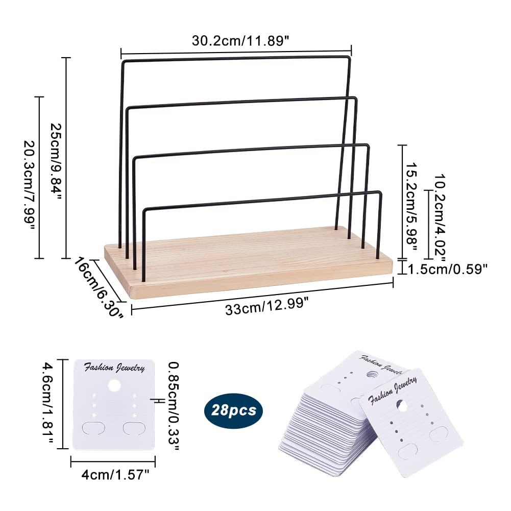 PH PandaHall Earring Display Stand for Selling, 4-Tier Stud Earring Holder Organizer Dangle Hoop Earring Storage Display Retail Jewellery Photography Props with 28pcs Cards for Personal Exhibition 1