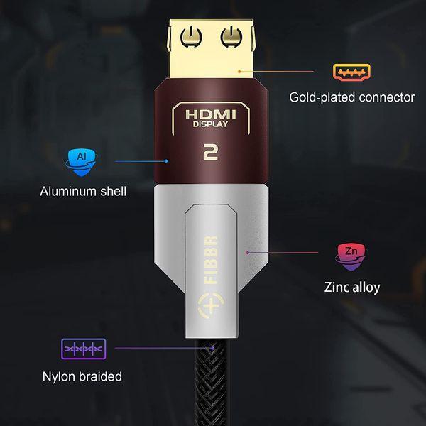 FIBBR 8K Fiber Optic HDMI 2.1 Cable 1.5M, 48Gbps High-Speed HDMI Cable Support 8K@60Hz, 4K@120Hz/144Hz, HDR10+, eARC, Dolby Vision RTX 3090 for Blu-Ray, PC, Laptop, TV, Projector, PS5/4, and More 1