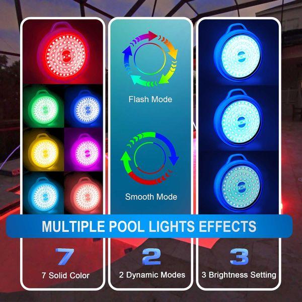 EEIEER Pond Lights, 64 LED Swimming Pool Lights RGB Underwater with Remote Control, Hot Hub IP68 Light for Aquarium, Garden, Yard, Pool, Fountain, Pond, Blue, (LT-01) 4