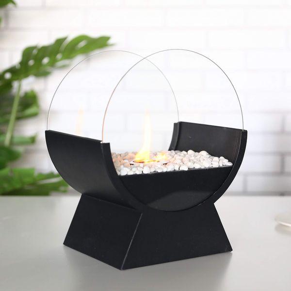 JHY DESIGN Round Glass Tabletop Fire Bowl Pot 34cm Tall Portable Tabletop Fireplace-Clean-Burning Bio Ethanol Ventless Fireplace for Indoor Outdoor Patio Parties Events 4