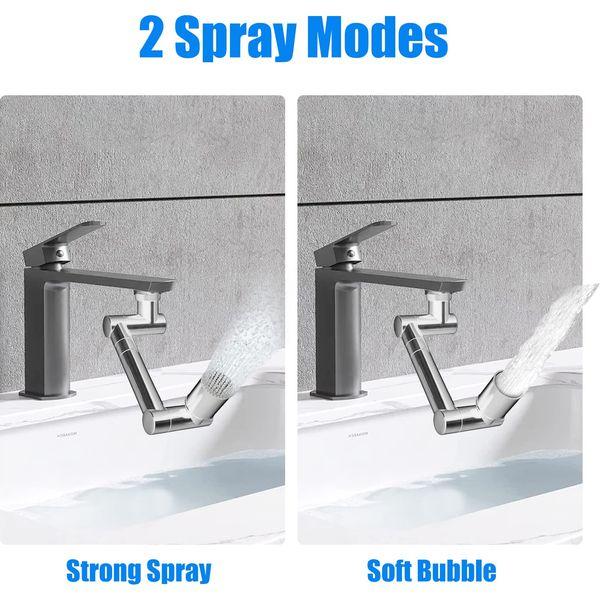 Swivel Tap Extender Universal Sink Faucet Aerator 2 Spray Mode Extendable Filter, Big Angle Rotatable, Multifunctional Robotic Arm Mixer for Kitchen Bathroom Chrome (with 3 tap adaptors) 4