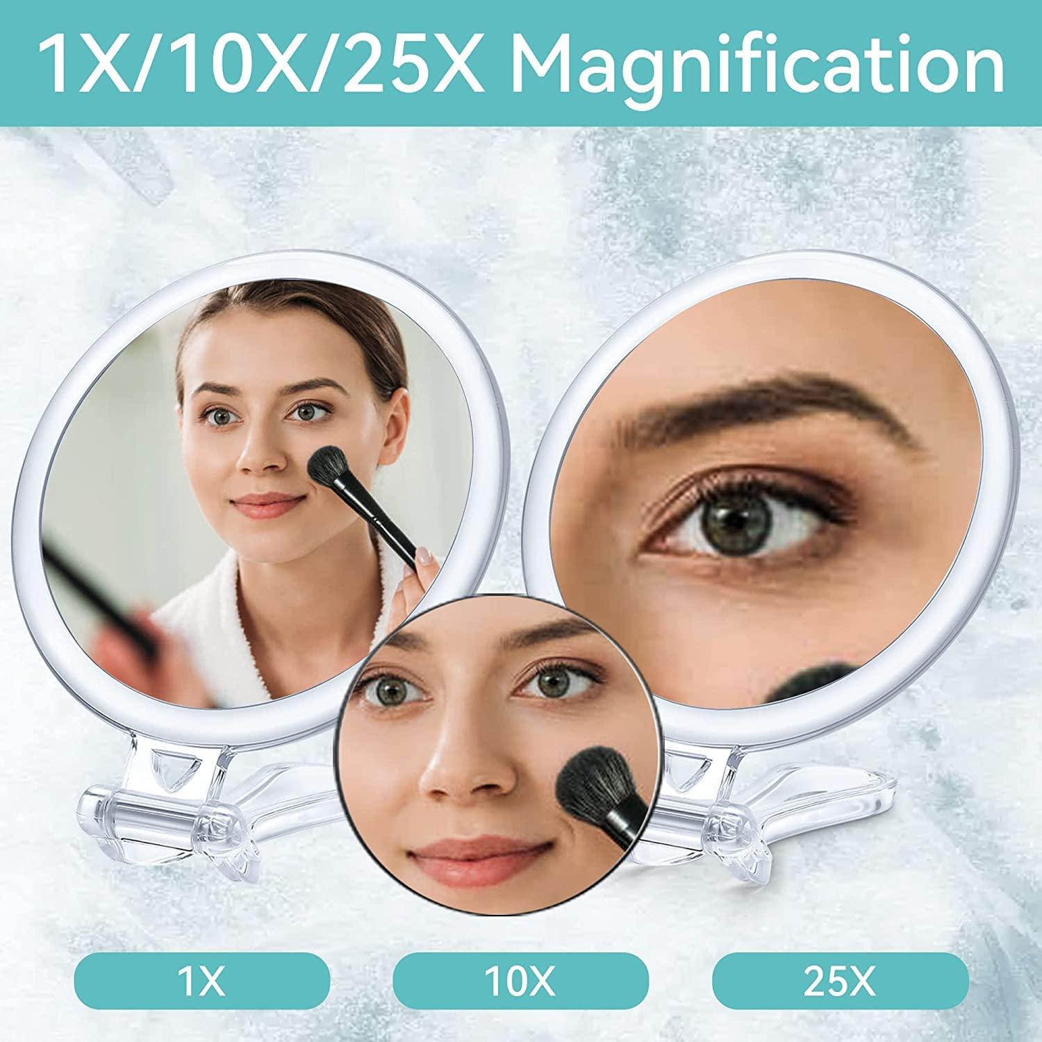 B Beauty Planet Hand Mirror, 25X/1X Double-Sided Hand Held Magnified Mirror & 10X Magnifying Mirror Suction Cup,Perfect for Precise Makeup Applications 1