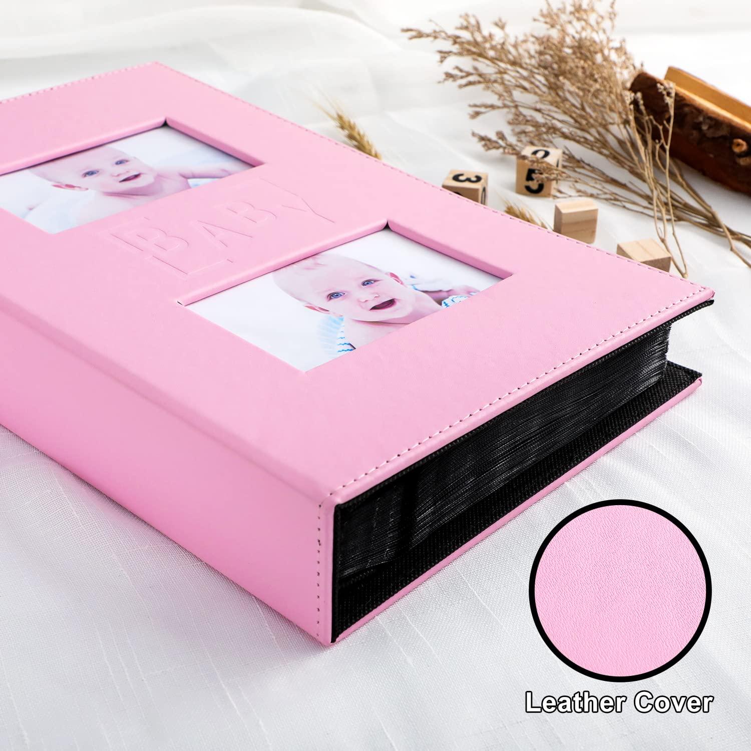 Benjia Baby Girl Photo Album 6x4, Leather Picture Album holds 300 10x15cm Landscape Photos Pink 2