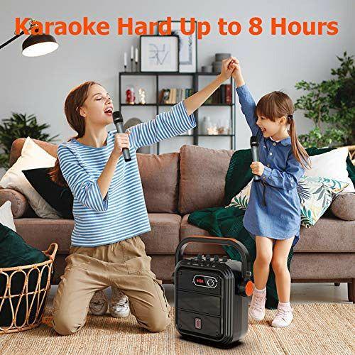 JYX Karaoke Machine with Wireless Microphone and Adjustable Shoulder Strap, Treble&Bass, Portable Bluetooth Speaker Support TWS, Radio, AUX In, REC, Perfect for Party/Festival/Meeting 4