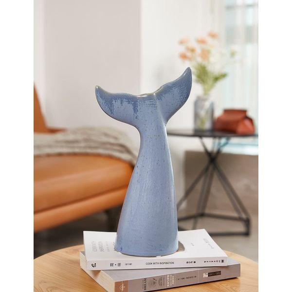 SEINHIJO Ceramic Flower Vase Whale Tail Statue Ocean Decor Sculpture Home Gifts Arts 21cm 1