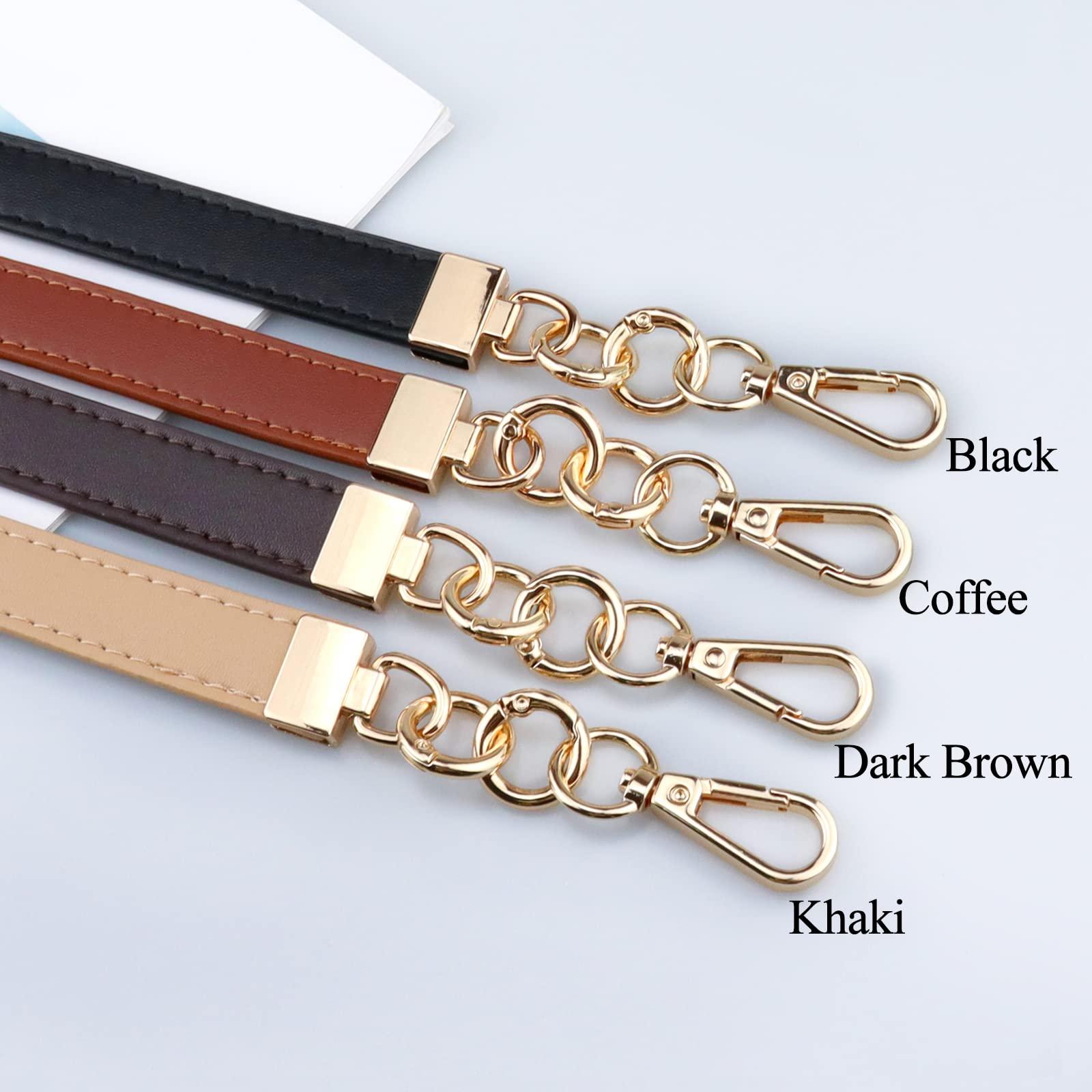 BEAULEGAN Leather Handbag Handles - Short Strap Replacement for Shoulder Bags 2 PCS, 60 cm Long (Coffee/Gold) 2