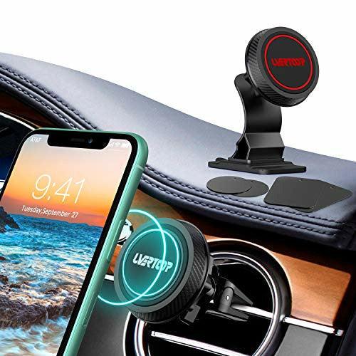 UVERTOOP Car Phone Holder [2 Pack], Stronger Magnetic Phone Car Mount Holder Air Vent 2 in 1 Phone Holder for Car Dashboard Phone Mount for iPhone 12 11 Pro Xs Max XR 8 7 Plus Galaxy S10 and More 0