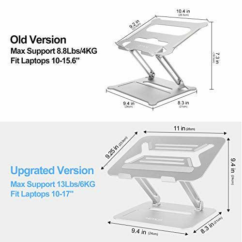 Urmust Adjustable Laptop Stand for Desk Aluminum Computer Stand for Laptop Riser Holder Notebook Stand Compatible with MacBook Air Pro Ultrabook All Laptops 11-17"(Silver) 4