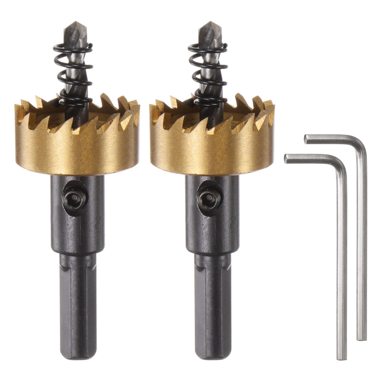 sourcing map 2pcs Hole Saws 26mm (1-2/85") M35 HSS (High Speed Steel) Titanium Coated Drill Bits Cutters Openers for Stainless Steel Aluminum Alloy Metal Wood Plastic