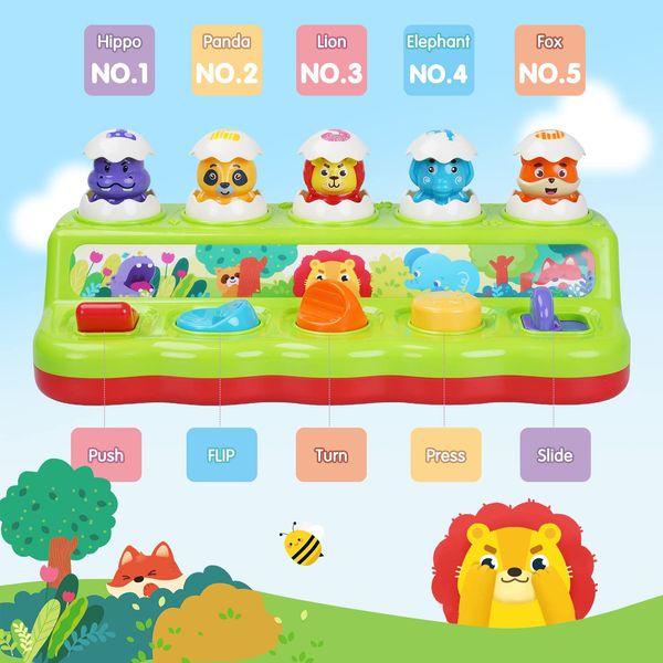 VATOS Baby Montessori Toys for 6 12 18 Months Toddlers - Musical Animals Pop Up Toy for 6 to 12 Months 1 Year Old Toddlers Boys Girls, Baby Interacticve Learning Educational Infant Toys Gifts 1