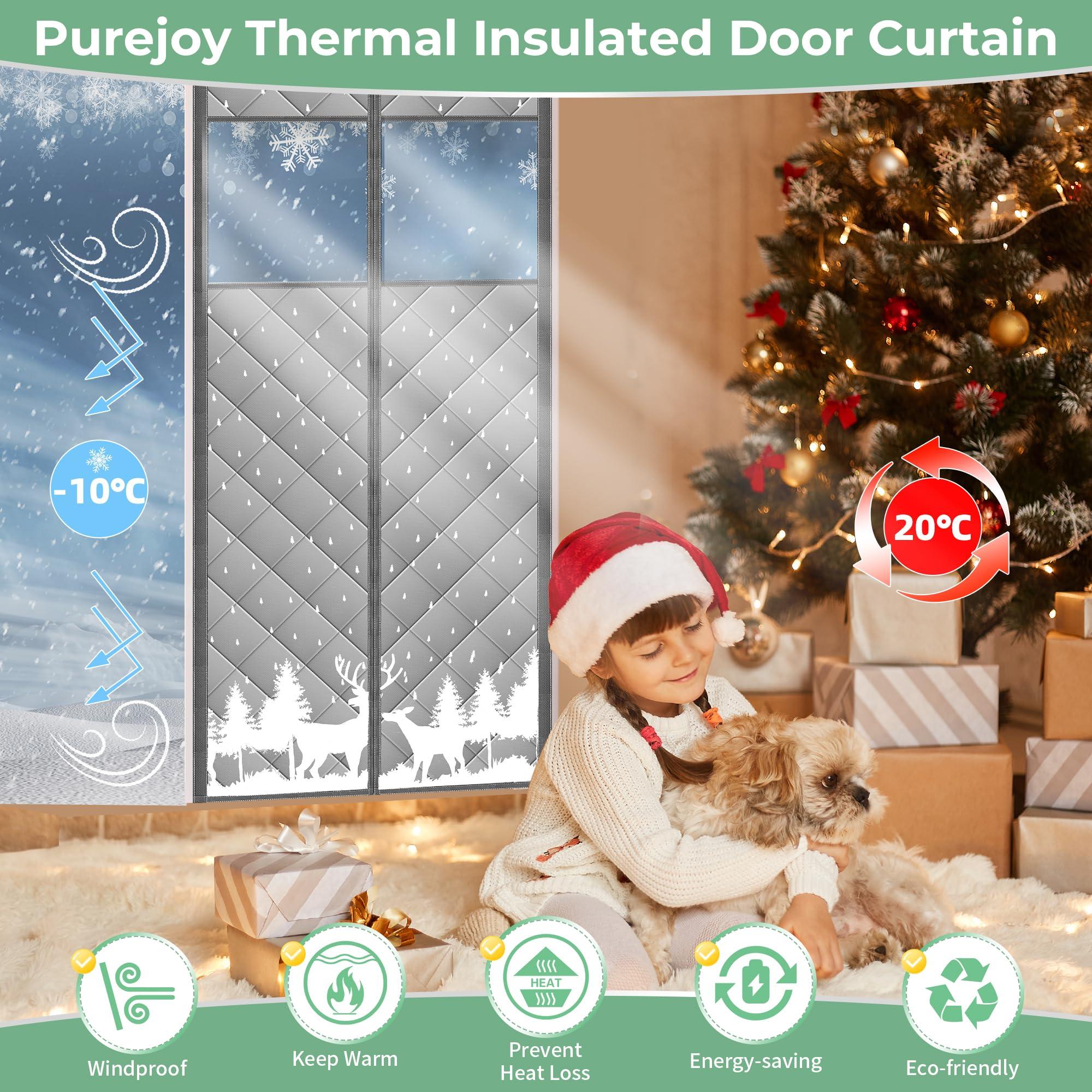 Purejoy Magnetic Thermal Insulated Fly Screen Door Curtain with Visual Windows, 100×210 CM, Waterproof Soundproof Thick Oxford Fabric, Prevents Air Conditioning Loss, Keeps Interiors Cool 1