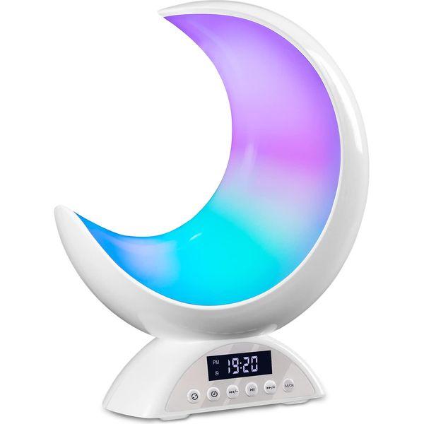 KuPro Moon Table Lamp, RGB Color Changing Mood Light, 19 Scene Lighting Effects + 8 Music Mode Lights, with Time Display and Alarm Setting, Valentines Day Gift Ideas (Corded Electric)
