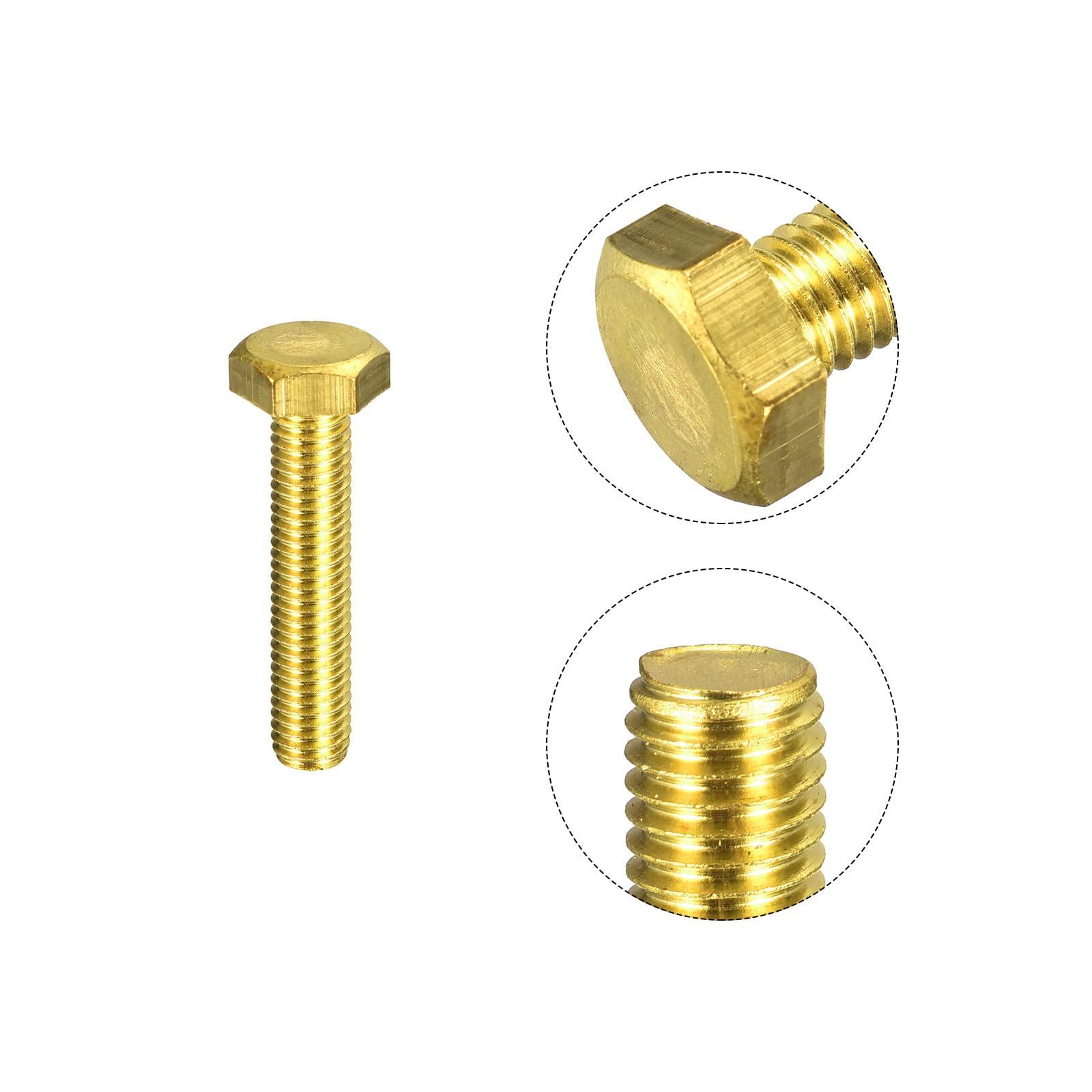 sourcing map Brass Hex Bolts, M10x50mm 1pcs Fully Thread Grade 4.8 Solid Brass Hexagon Head Bolt Machine Screws for Machinery 3