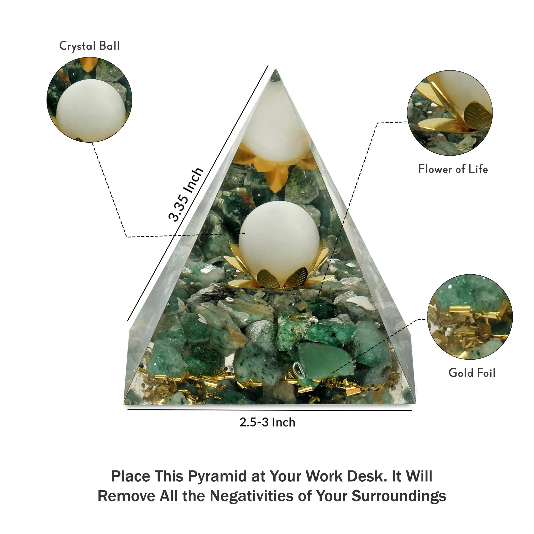 ABHISUBYACrystal Pyramid - Crushed Stone Crystals and Gems Moonstone Crystal Energy Tower Protection Positive Generator Nature Reiki Jewelry- Attract Wealth Wisdom, 1.0 count 1