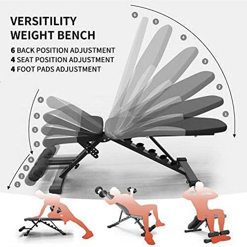 Amazon Brand - Umi Adjustable Weight Bench, Foldable Workout Bench Gym Equipment for Home, Flat, Incline, Decline Bench Press for Full Body Workout 1