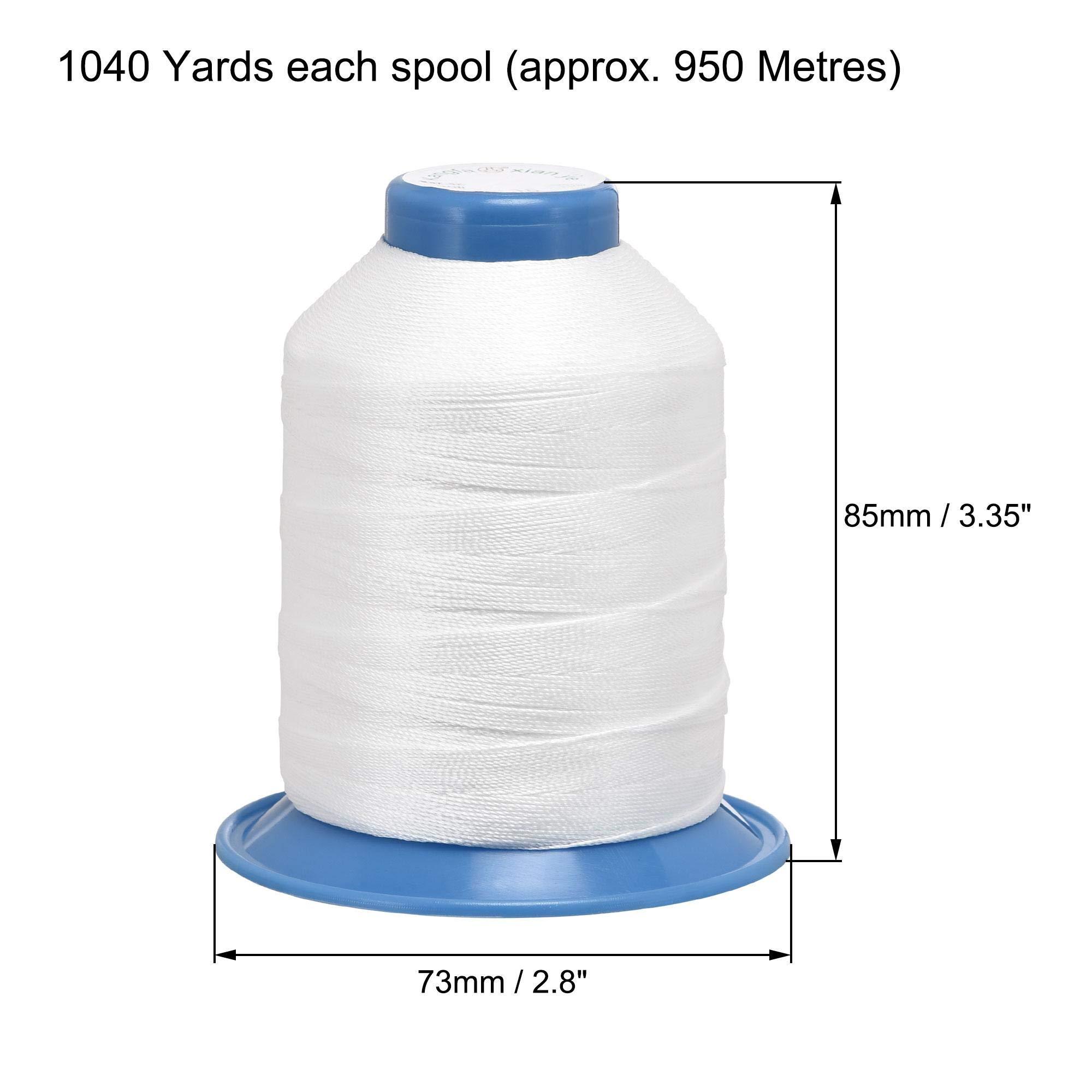 sourcing map Bonded Polyester Sewing Threads 870 Yards 300D/0.38mm Extra Strong Upholstery Thread for Manual and Machine Sews (Snow, 2pcs) 1