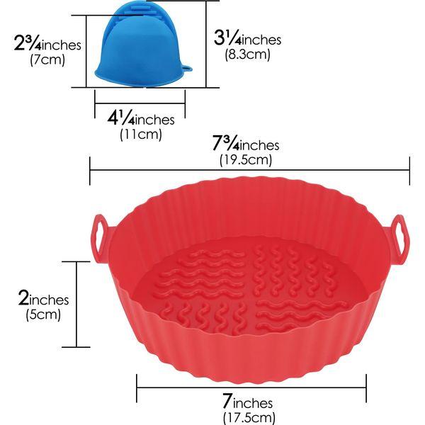 Linkidea 8 Pack Air Fryer Silicone Pot Bulk Pack, Wholesale Multi-Pack 7 Inch Silicone Air Fryer Basket with 1 Pair Silicone Gloves, Reusable Air Fryer Round Silicone Liner 3