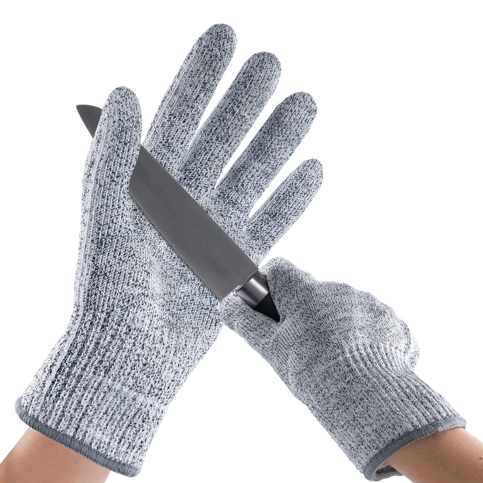 ANDANDA 1/2/6 Pairs Safety Work Gloves, Cut Resistant Gloves Food Grade , Safety Kitchen Cuts Gloves for Oyster Shucking, Fish Fillet Processing, Meat Cutting and Wood Carving,Grey M/L/XL Works, Black 0