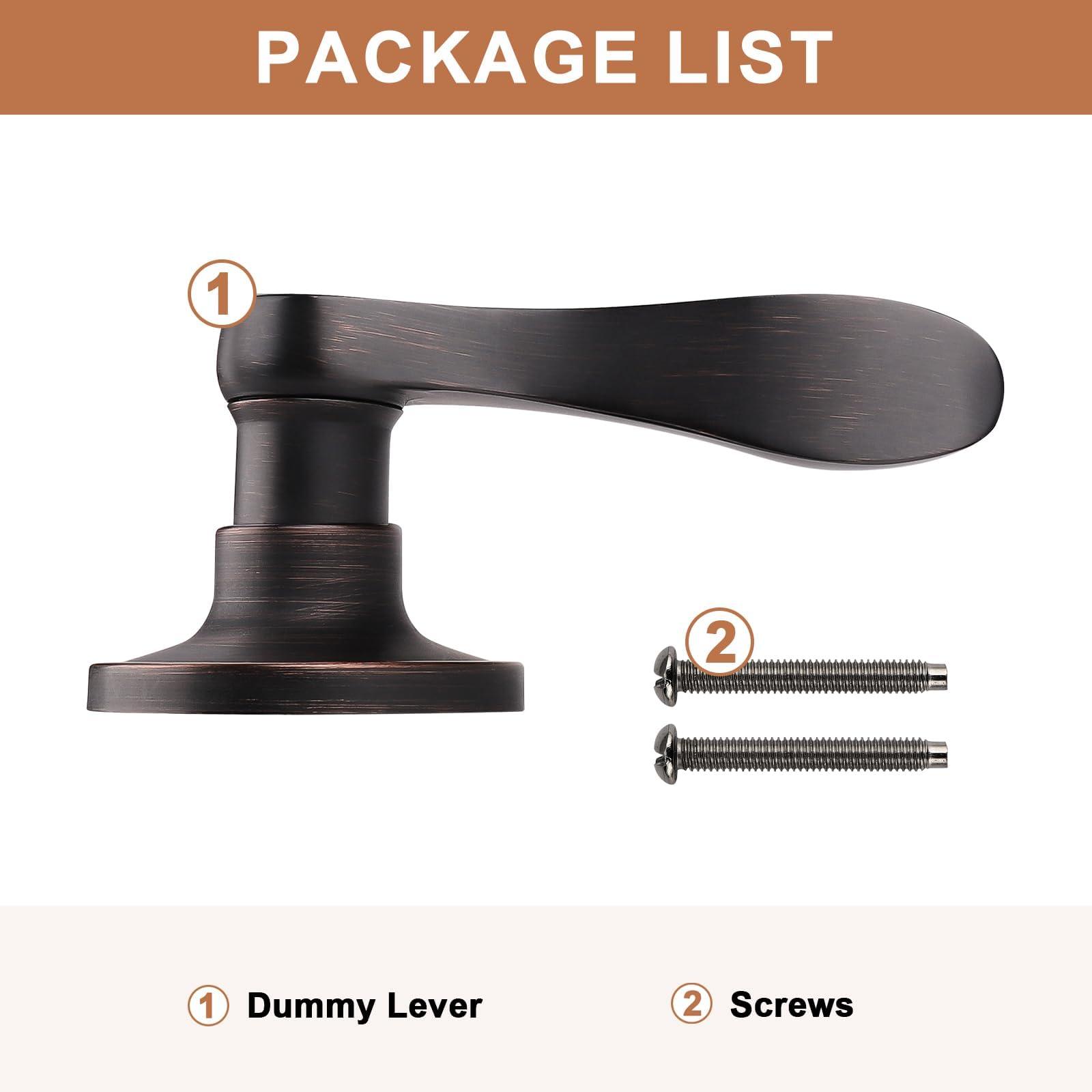 Probrico Oil Rubbed Bronze Dummy Handles, Internal Door Levers on Rose, Dummy Levers for Closets(No Latch), 2-Way Adjustable, 1 Pack 2