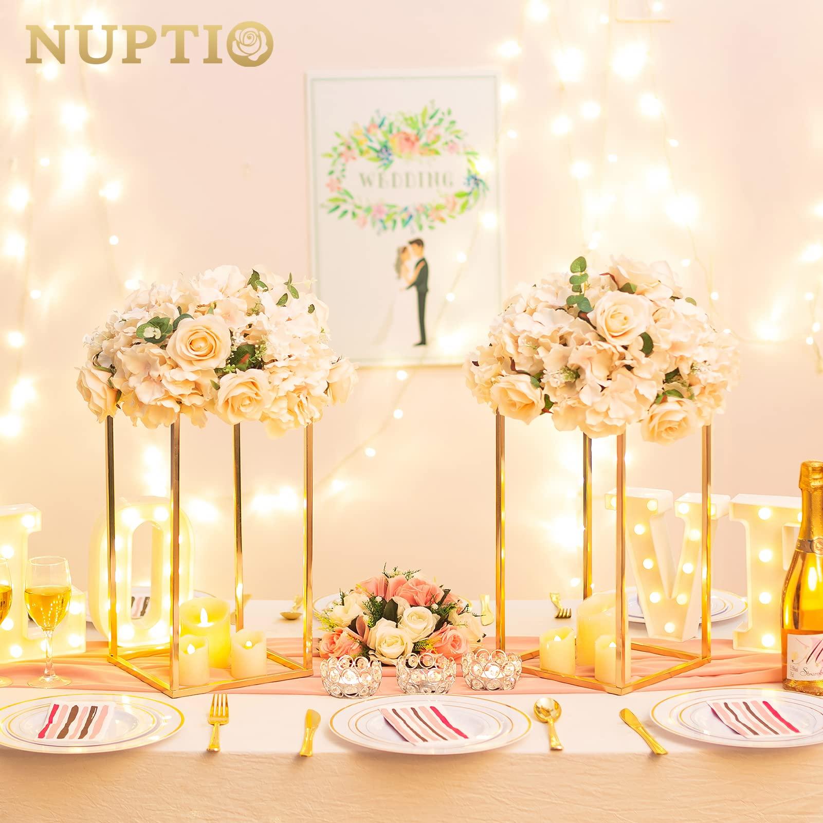 Nuptio Wedding Centrepieces for Tables - 10 Pcs 40cm Tall Silver Vase for Centerpieces Flower Stand for Weddings Party Metal Flowers Vases Column Display Stand for Home Living Room Decorations 1