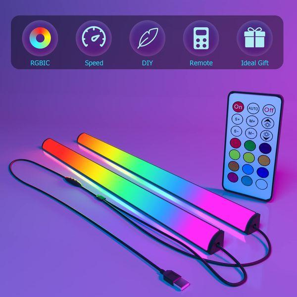 ABCidy Under Monitor Light Bar, RGB 3 Music Sync Modes Screenbar Light Desk Lamp Computer, LED Dynamic Rainbow Effect Gaming USB Powered, Remote Control Color Changing, Adjustable Brightness & Speed 2