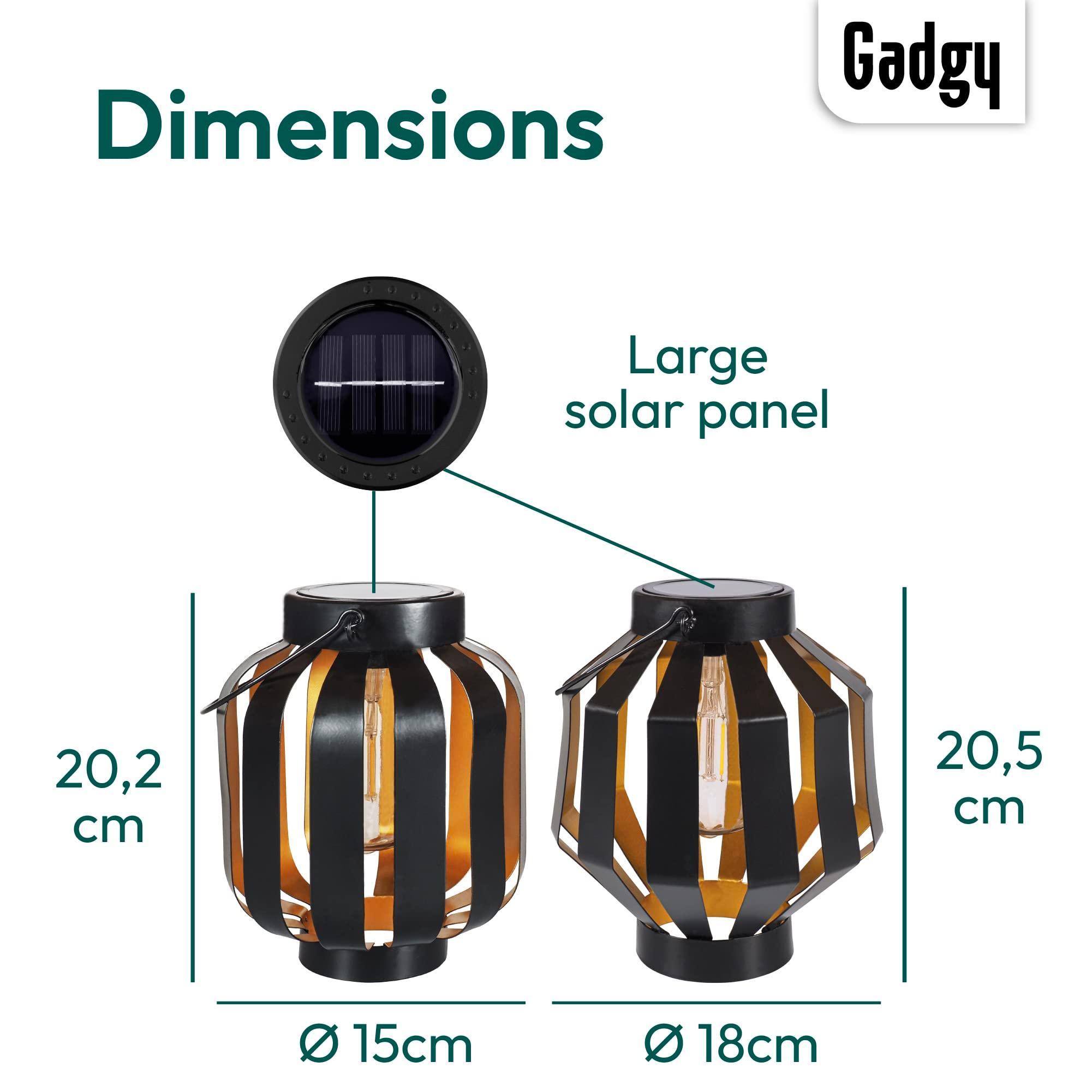 Gadgy Solar Lamps Outdoor Garden - Set of 2 Solar Lanterns Outdoor - Waterproof Solar Lights Garden Decoration - Solar Lanterns Balcony Lighting - Garden Lights Solar 5