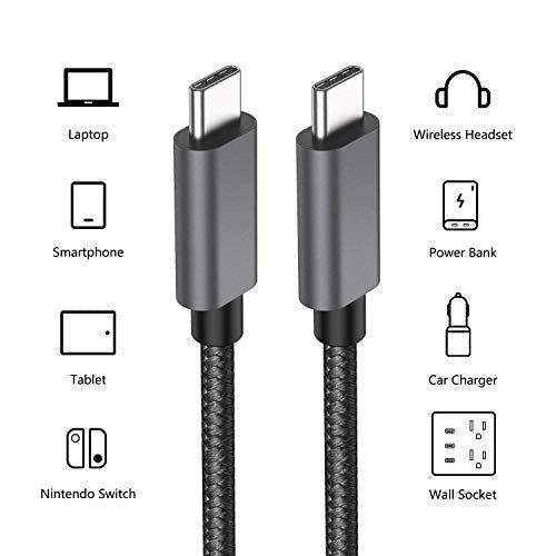 nonda USB C to USB C Cable 100W/5A 6.6ft, USB Type C PD Fast Charging Cable, Braided Nylon Cord Compatible with MacBook Pro 2020, iPad Pro 2020, Samsung Galaxy S20, Switch and Other USB C Charger 4