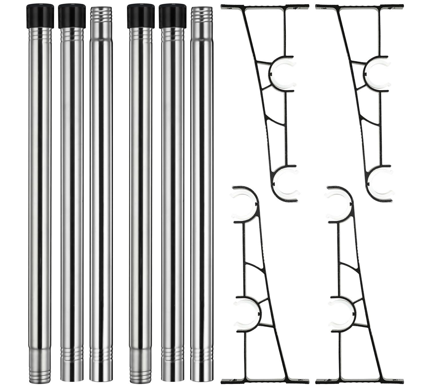 INFLATION Double Curtain Rod with Cap Finials 76-112 cm, Curtain Pole with Brackets Fittings Set Window Poles for Living Room&Outdoor 3