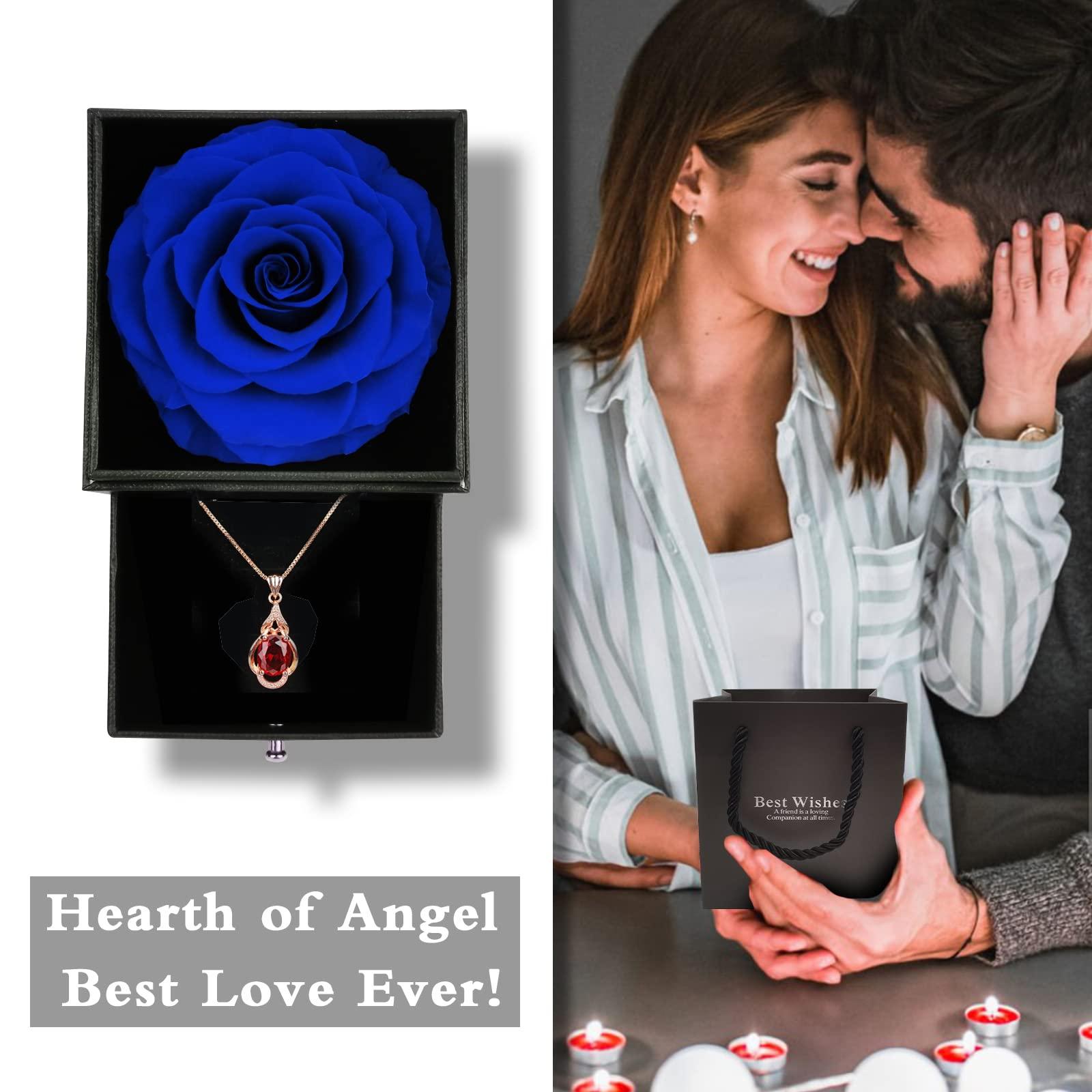 FIMAGO Preserved Real Rose with I Love You Necklace in 100 Languages Large Eternal Rose Gifts for Her for Wedding Anniversary Birthday Valentine's Day Mother's Day (YMY-PN_S-Fbp32) 4