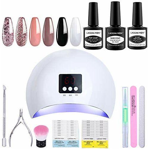 Gel Nail Polish Kit with 36W Nail Dryer UV Led Lamp - Home Manicure Nail Art Starter Kit with 6 Classic Colours, No-Wipe Top Coat, Base Coat, Nail Cleanser and Remover - DIY or Salon Use (6 x 8ml) 0