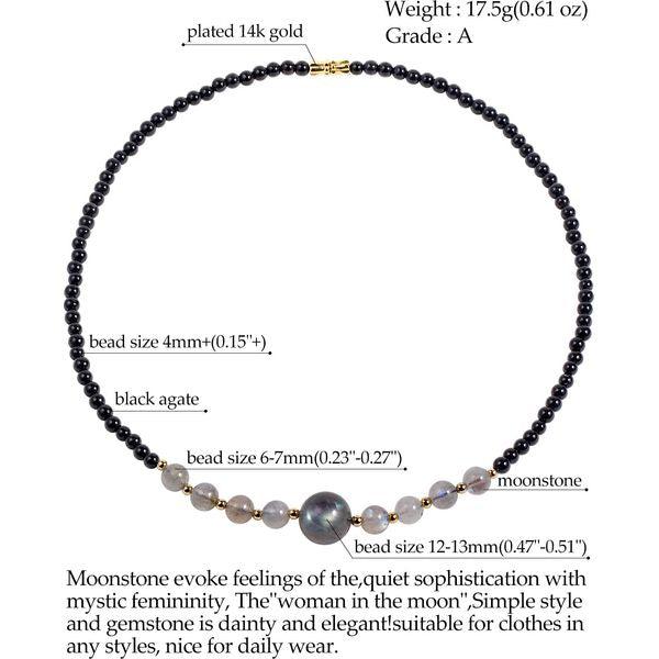 Jewboo Beaded Crystal Necklaces Choker Necklace for Women Healing Crystals and Gemstone Necklaces Balance Meditation Jewellery Gifts (Amethyst/Black Agate) 1