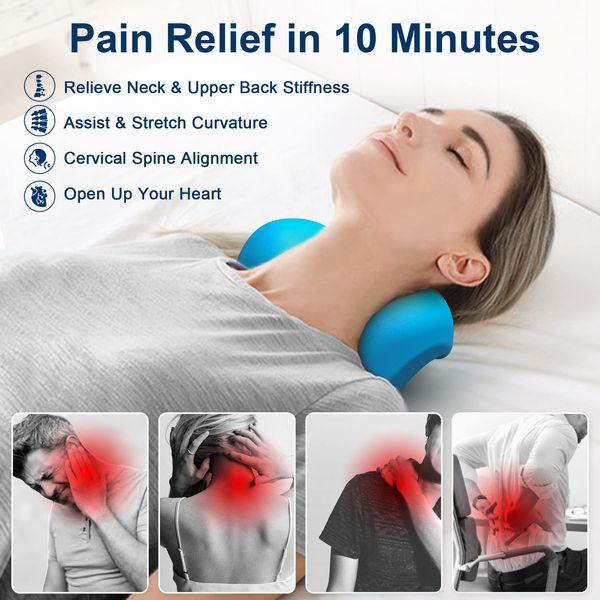 Fanlecy Neck and Shoulder Relaxer with Upper Back Massage Point, Cervical Traction Device Neck Stretcher for TMJ Pain Relief and Cervical Spine Alignment Chiropractic Pillow (Blue) 3