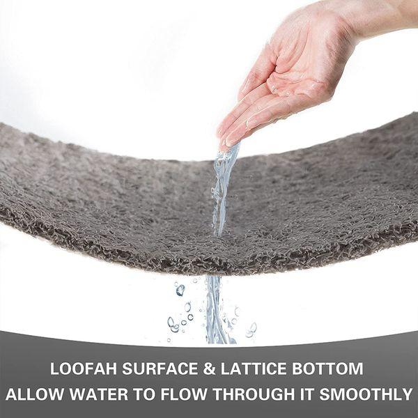 Carvapet Non Slip Shower Mats with Drain Loofah Bath Mats Comfort Textured Bathroom Bathtub Shower Tub Rug(Grey,45x75cm) 4