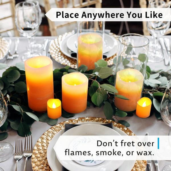 Furora LIGHTING LED Flameless Candles with Remote - Battery-Operated Flameless Candles Bulk Set of 8 Fake Candles - Small Flameless Candles & Christmas Centerpieces for Tables, Orange 3