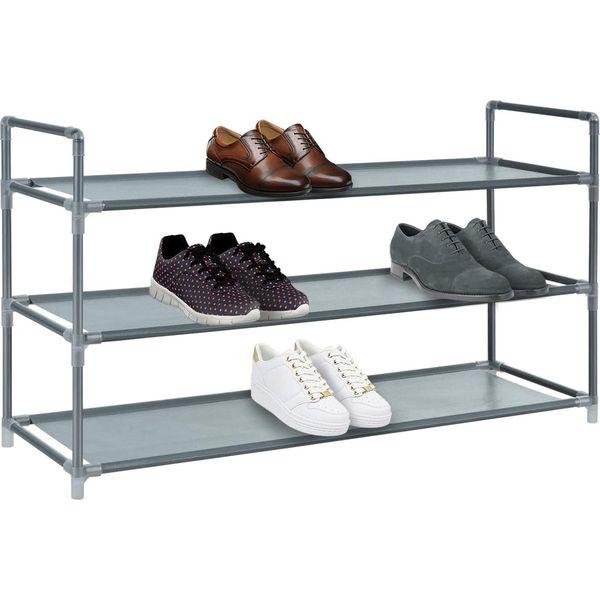 ZYBUX - Shoe Rack Multipurpose Heavy Duty Shoe Racks Storage Shoe Shelf Stores Up to 12 or 15 pairs Quick to Assemble Shoe Rack 89cmx28cmx48cm (Grey, 3 Tier)