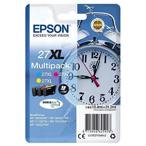 Epson 235M164 Alarm Clock No.27 X-Large Series High Capacity Ink Cartridge, Multi-Coloured, Pack of 3, Amazon Dash Replenishment Ready 1