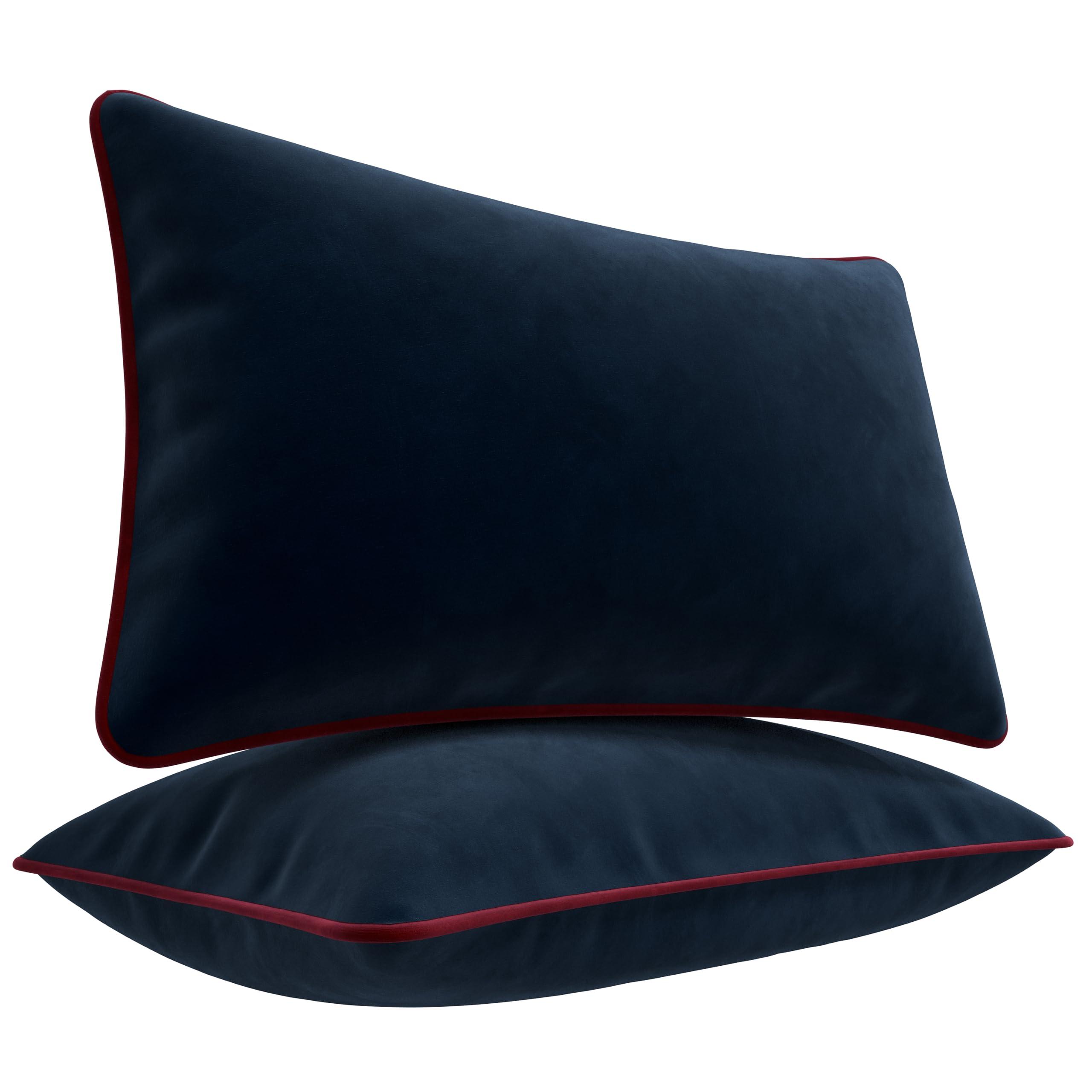 Blau Marité Set of 2 Decorative Cushion Covers. Model: OXFORD. Made of extra-soft velvet. Filling not included. (12x20 (30x50cm), Royal Blue) 0