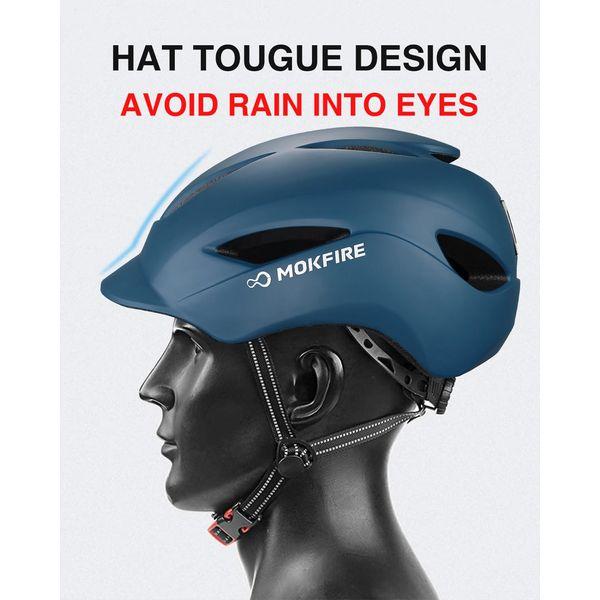 MOKFIRE Adult Bike Helmet with USB Charge Rear Safety Light & Reflective Strap for Unisex Men/Women, E Bicycle Helmets, Urban Commuter Cycle Biking Helmet, Adjustable Size (L: 57-61 CM, Purple) 1